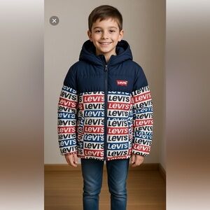 Levi's STRAUSS & CO Boys L 12-13 Puffer Hoodie Full Zip Jacket NWT